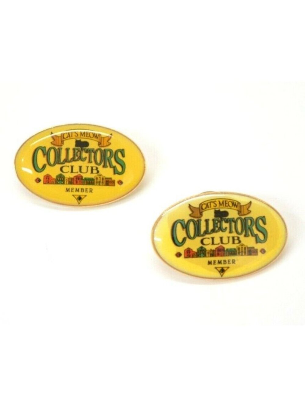 Cat's Meow Collectors Club Member Badge Pin Lot of 2 Lapel Hat Bag Vintage